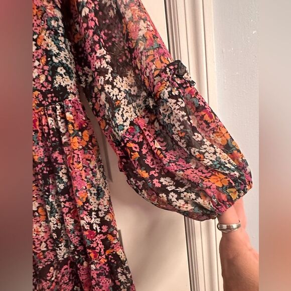 Vince Camuto Women's Tiered Mini Dress Black/Multi - Picture 6 of 8